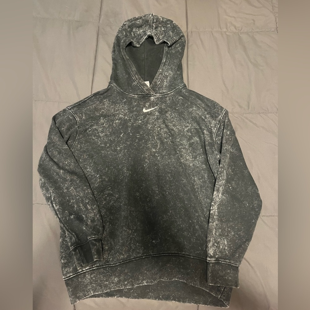 XS BLACK AND GREY ACID WASH NIKE HOODIE